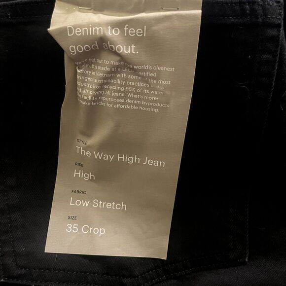 EVERLANE The Way-High Jean 35 CROP Black Denim Straight Leg Organic NWT B10 - Picture 4 of 6